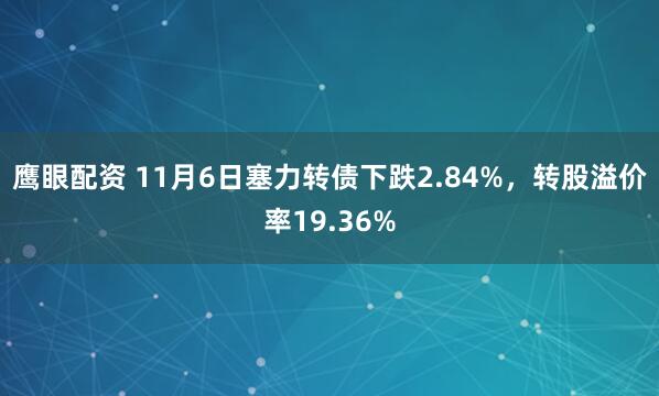 鹰眼配资 11月6日塞力转债下跌2.84%，转股溢价率19.36%