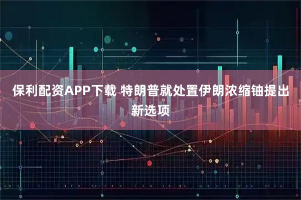保利配资APP下载 特朗普就处置伊朗浓缩铀提出新选项